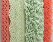 CLEARANCE - 8 Total YRDS Two of Each Coordinating Color Lace Cotton Trim Headband Supply Flower Making Supply Cosplay Costume Supply