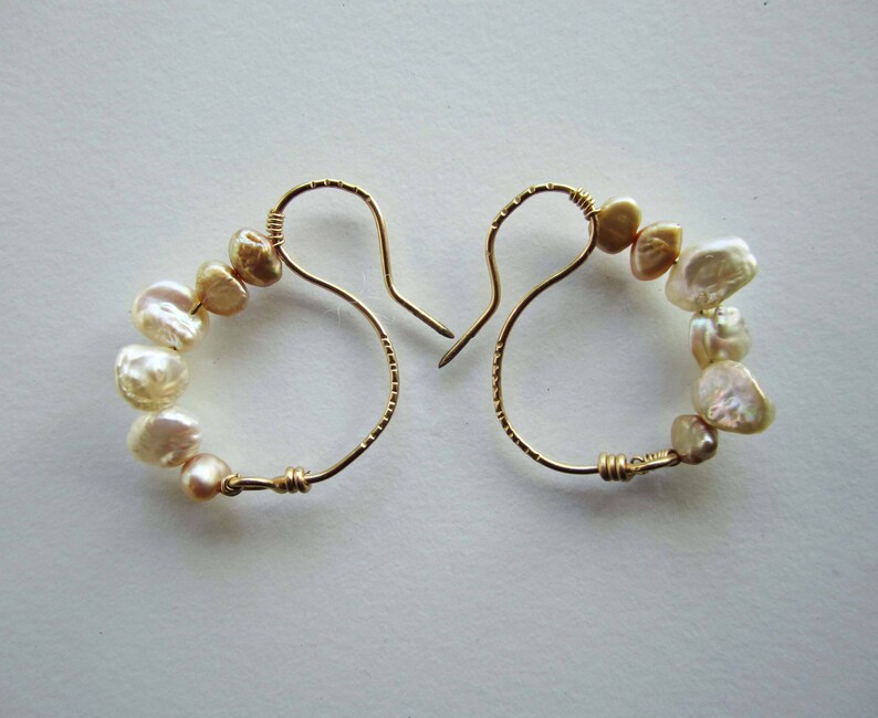Pearl and Gold Earrings, Ancient Style, Roman Style, Handmade Pearl and Gold, Earrings, 'Swan' Earring, Freshwater Pearl and Gold Earrings image 3