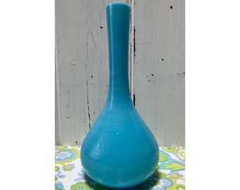 Vintage Milk Glass Bud Vase in Pale Blue