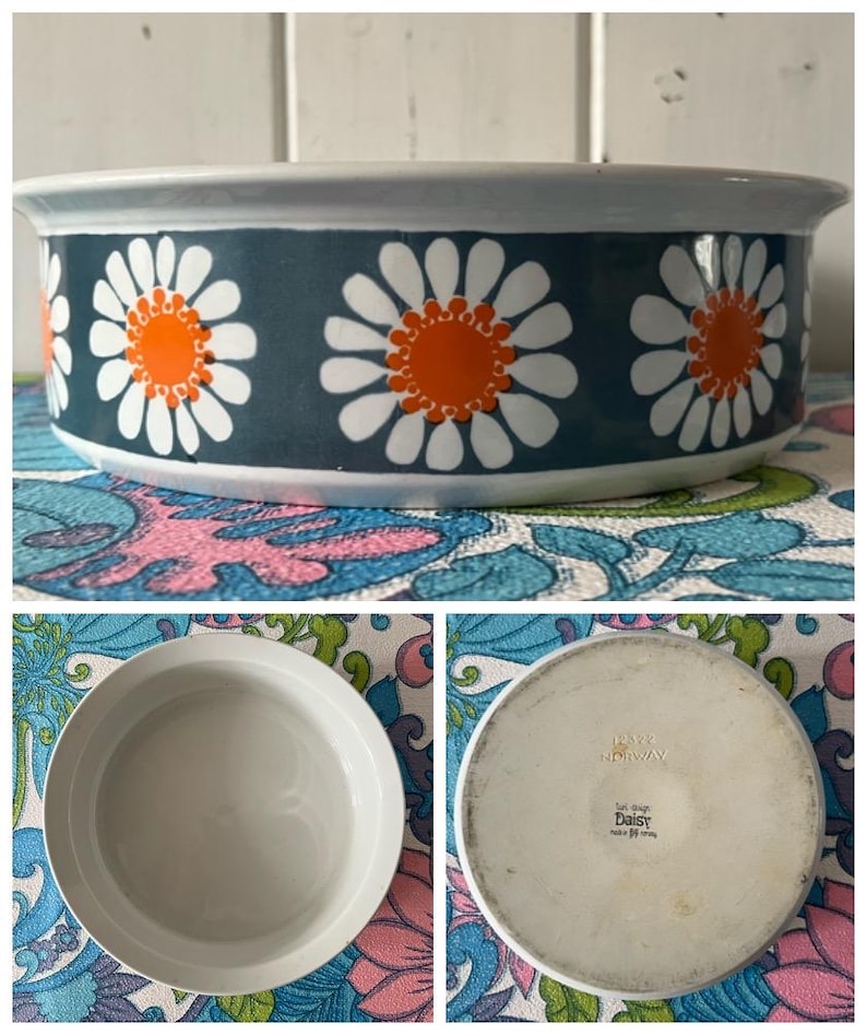 Large Figgjo Flint Turi Daisy Design Bowl 12322 Circa 1960 image 1