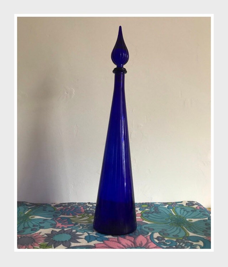 Extra Large Empoli Genie Bottle Cobalt Blue circa 1960s Etsy