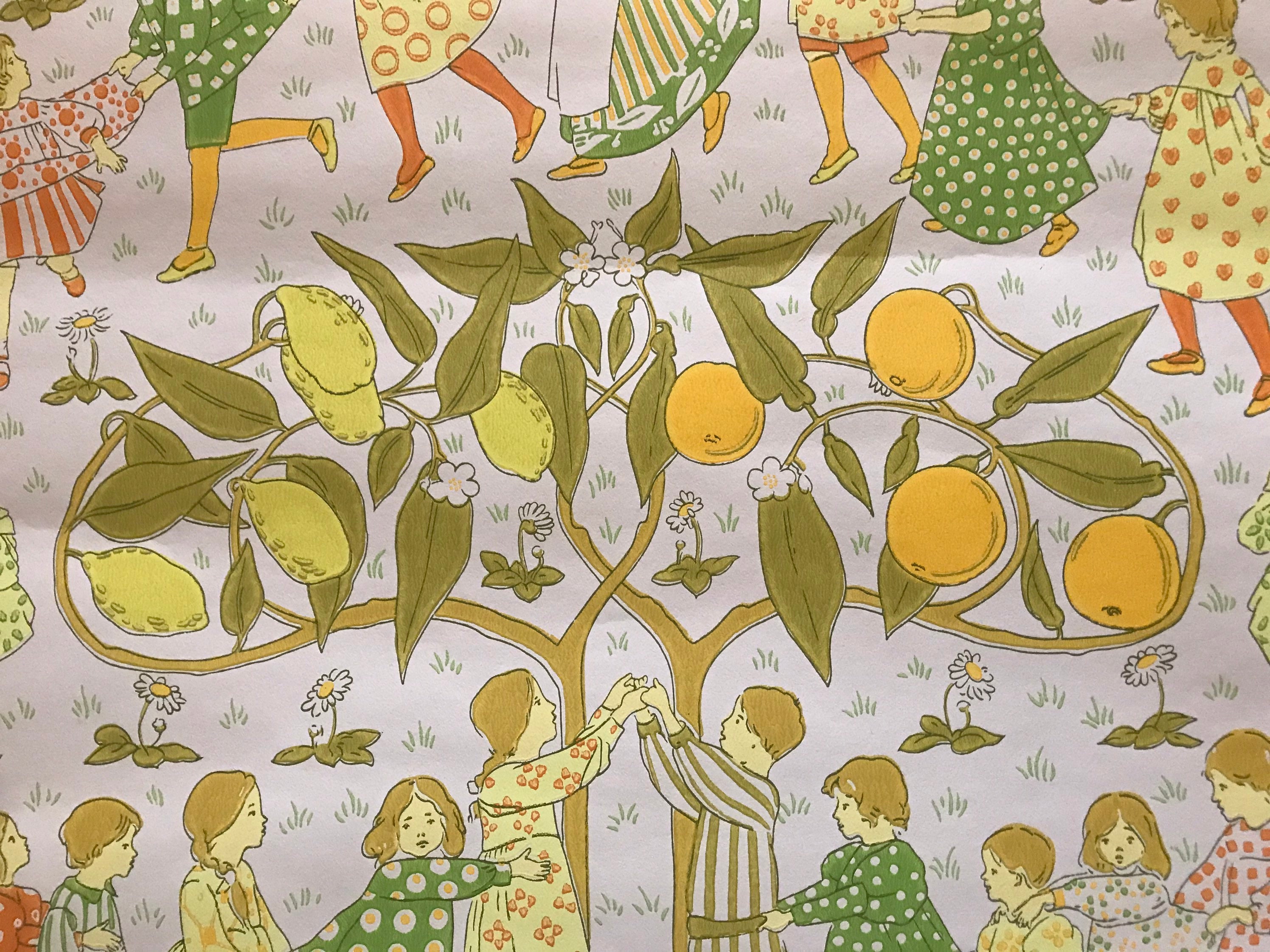 Vintage Sanderson Wallpaper circa 1970s Oranges and Lemons