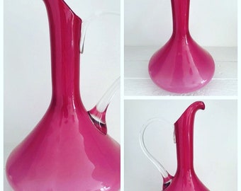 Vintage Empoli Jug circa 1970 - Pink Cased Glass