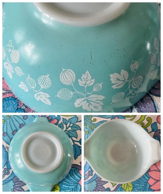 Old Pyrex ターコイズ　ミルクグラス　冷蔵庫ディッシュ Retro Pyrex JAJ Gooseberry Medium - Cinderella Duck Egg - Etsy