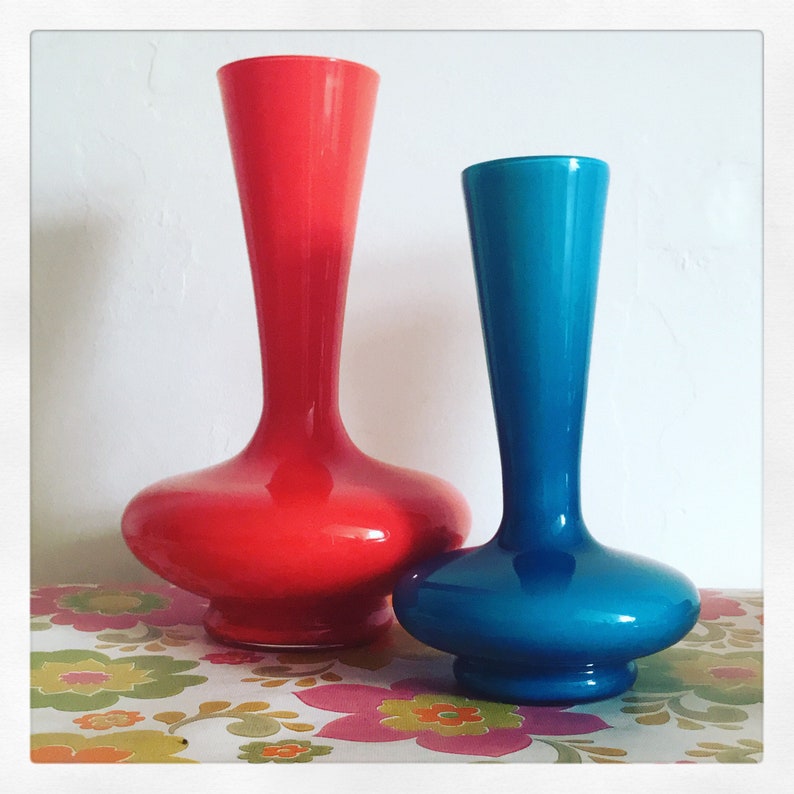 Vintage Empoli Vase circa 1970 Orange Cased Glass Etsy