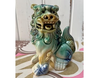 Vintage Mini Jade Green Foo Dog Shi Lion Mid Century circa 1960s - 6 inches