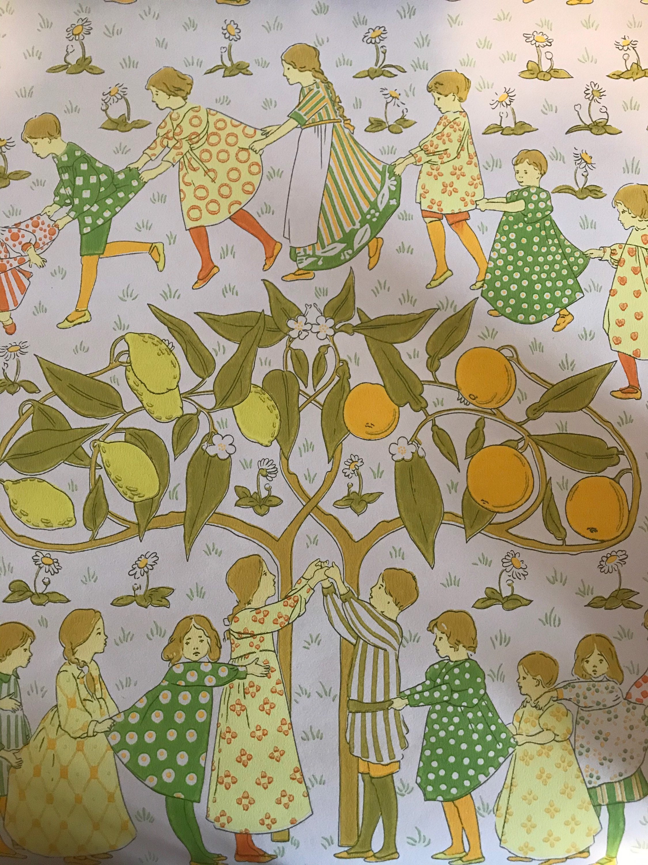 Vintage Sanderson Wallpaper circa 1970s Oranges and Lemons