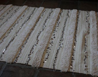 Marokkanische Handira, Hochzeitsdecke mit Pailletten 216x118cm