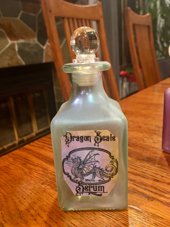 Green Dragon Scales Glass Apothecary Potion Bottle Etsy