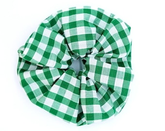 Green Gingham Check Scrunchie, School Uniform, Summer Accessory, Cottage Core, Eco Friendly