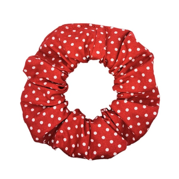 Red Polkadot Scrunchie, Spotty Handmade Hair Accessories, Eco Friendly, Sustainable