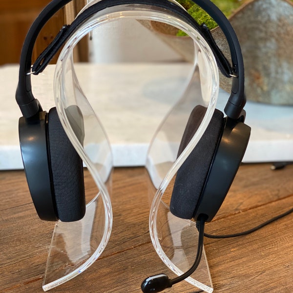 Headphone Acrylic Stand Hanger Holder Clear Modern Sleek