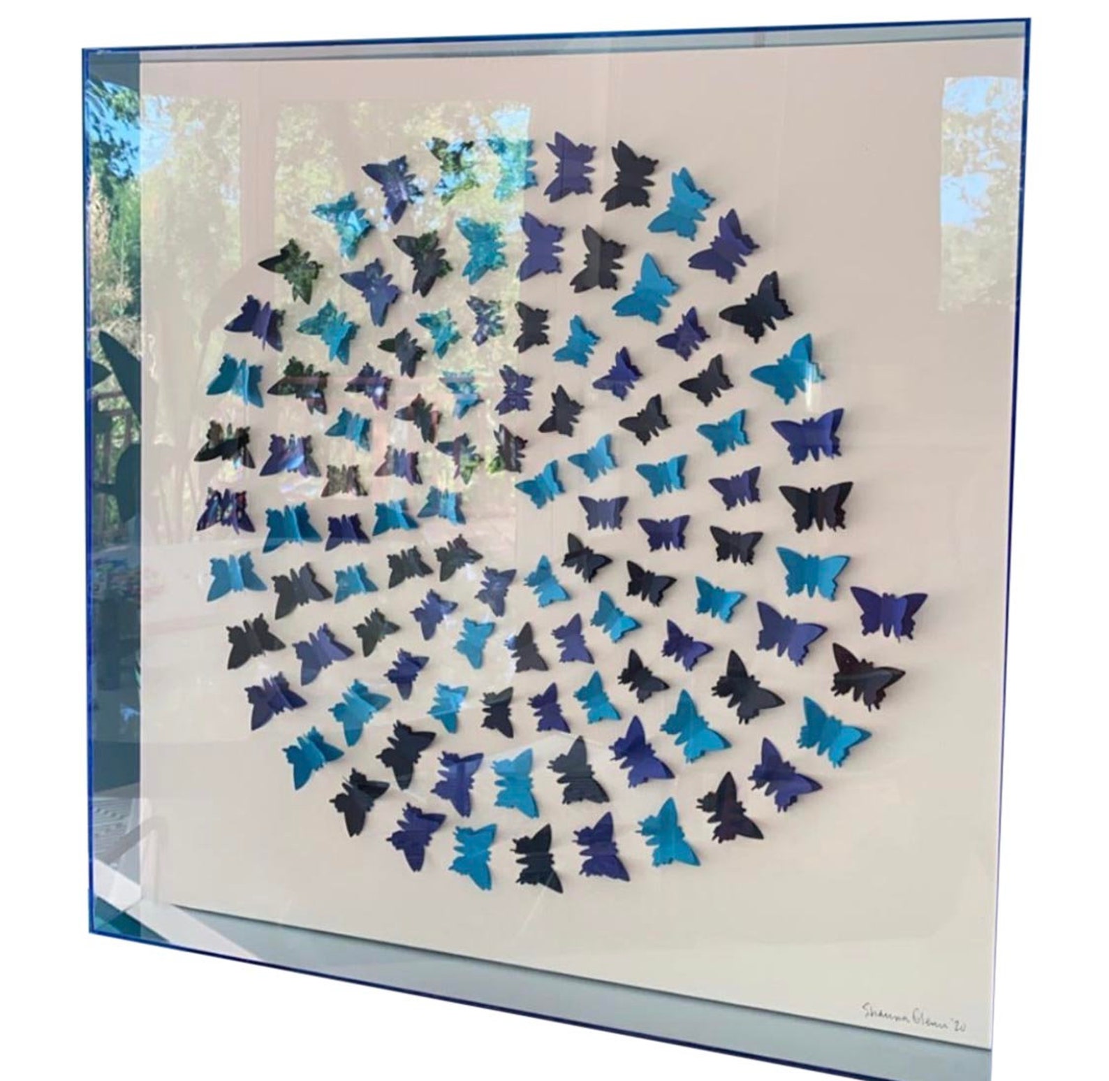 Neon Acrylic Frame Shadow Box 24x24x3 Yellow Green Add your Etsy