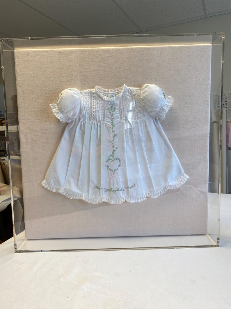 Baby Gown Frame Christening Acrylic Shadow Box Baptism Newborn Kit Custom image 9