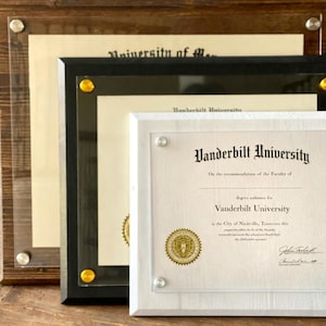 Custom Wood Acrylic Diploma Frame, Floating Certificate Display, Graduation Wall Decor for Office, Clear