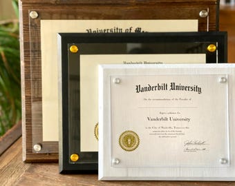 Custom Wood Diploma Frame, Acrylic Floating Display, Graduation Gift. Diploma Display, College Graduate Wall Frame for Office or Dorm, Decor