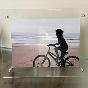Picture Floating Frame Acrylic Plastic Clear Tabletop Desktop Bolts Silver Gold  Stand. In Stock