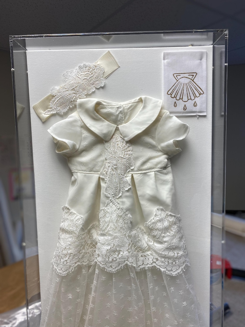 Baby Gown Frame Christening Acrylic Shadow Box Baptism Newborn Kit Custom image 5