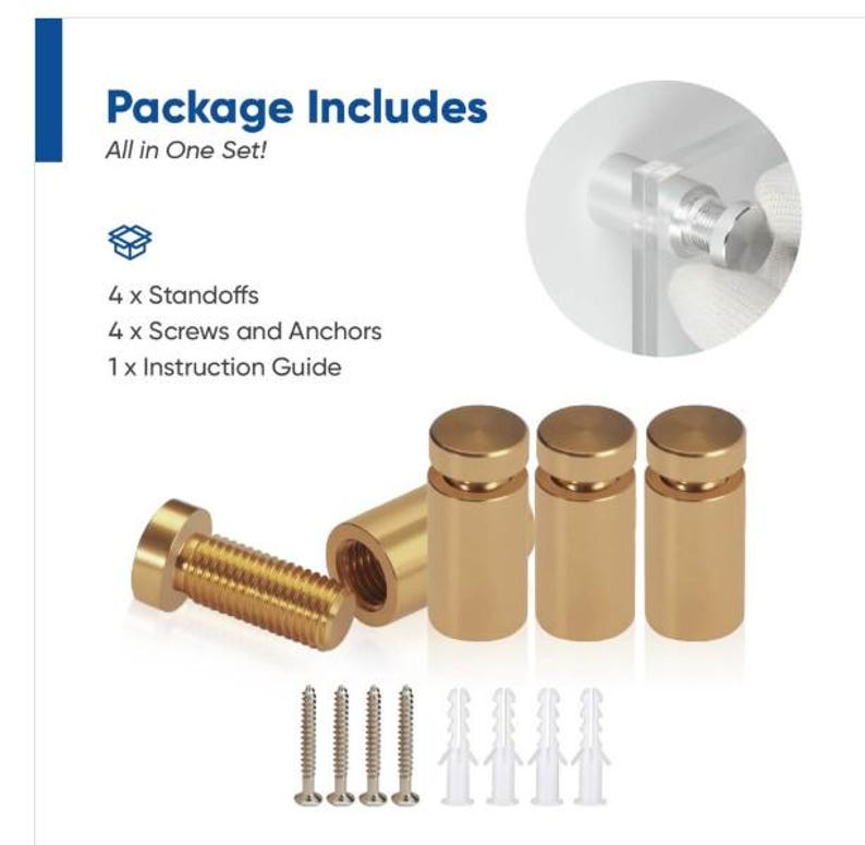Aluminum Standoff Bolts Kit, Floating Frame Hardware, Wall Mount image 11