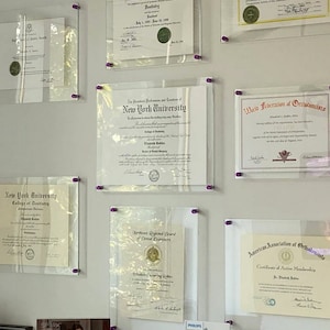 Acrylic Frame Flat Diploma Document Floating Wall Mounted. CUSTOM SIZES. Graduation, Paper, Picture, Poster, Photo Frames