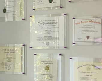 Acrylic Frame Flat Diploma Document Floating Wall Mounted. CUSTOM SIZES. Graduation, Paper, Picture, Poster, Photo Frames