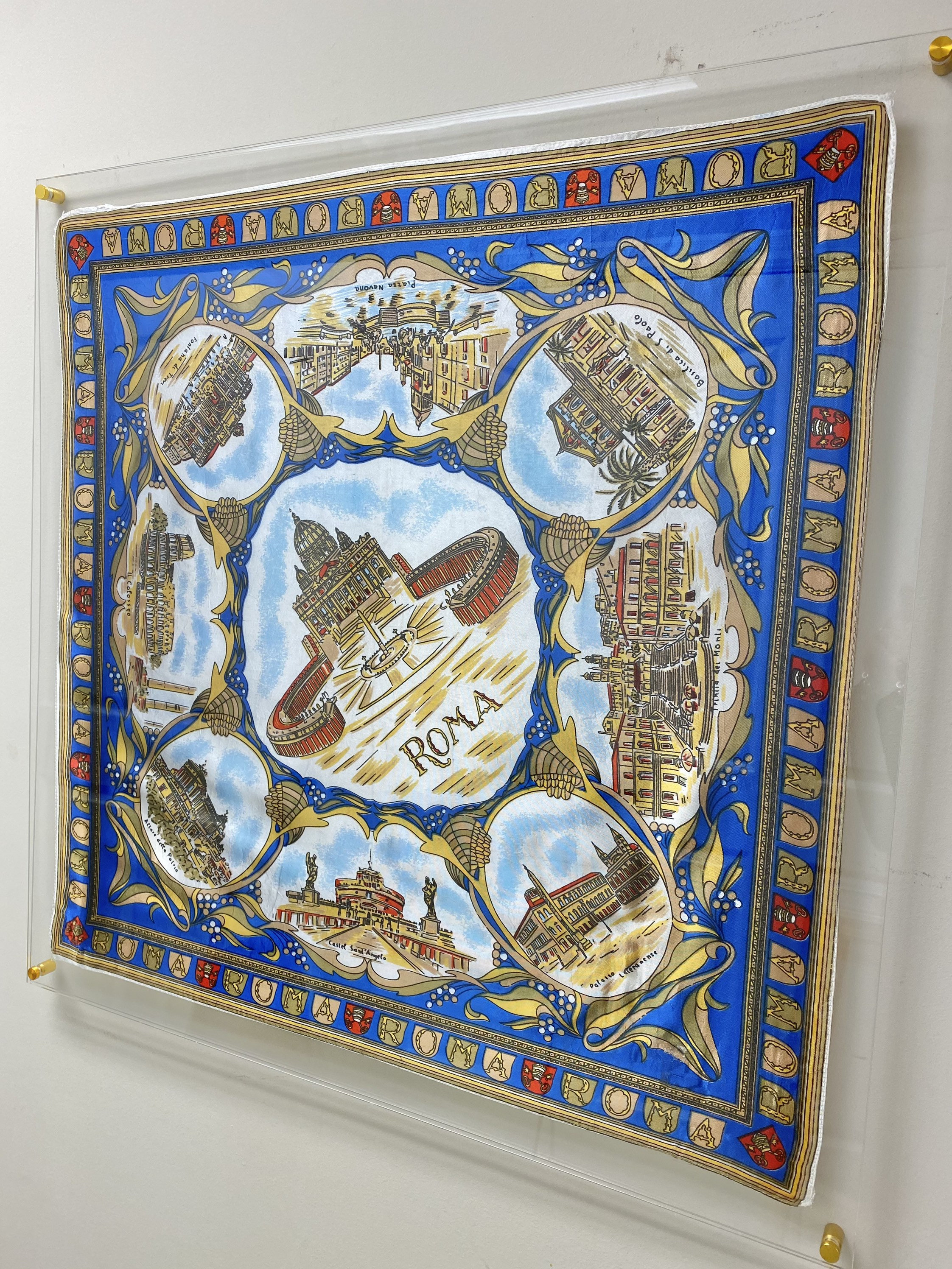 Hermes Scarf Framed in Gilted Frame at 1stDibs