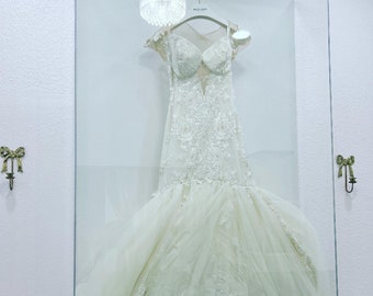 Acrylic Wedding Dress Frame with a White Canvas Backing 40x70x10 Custom Frames Custom Sizes