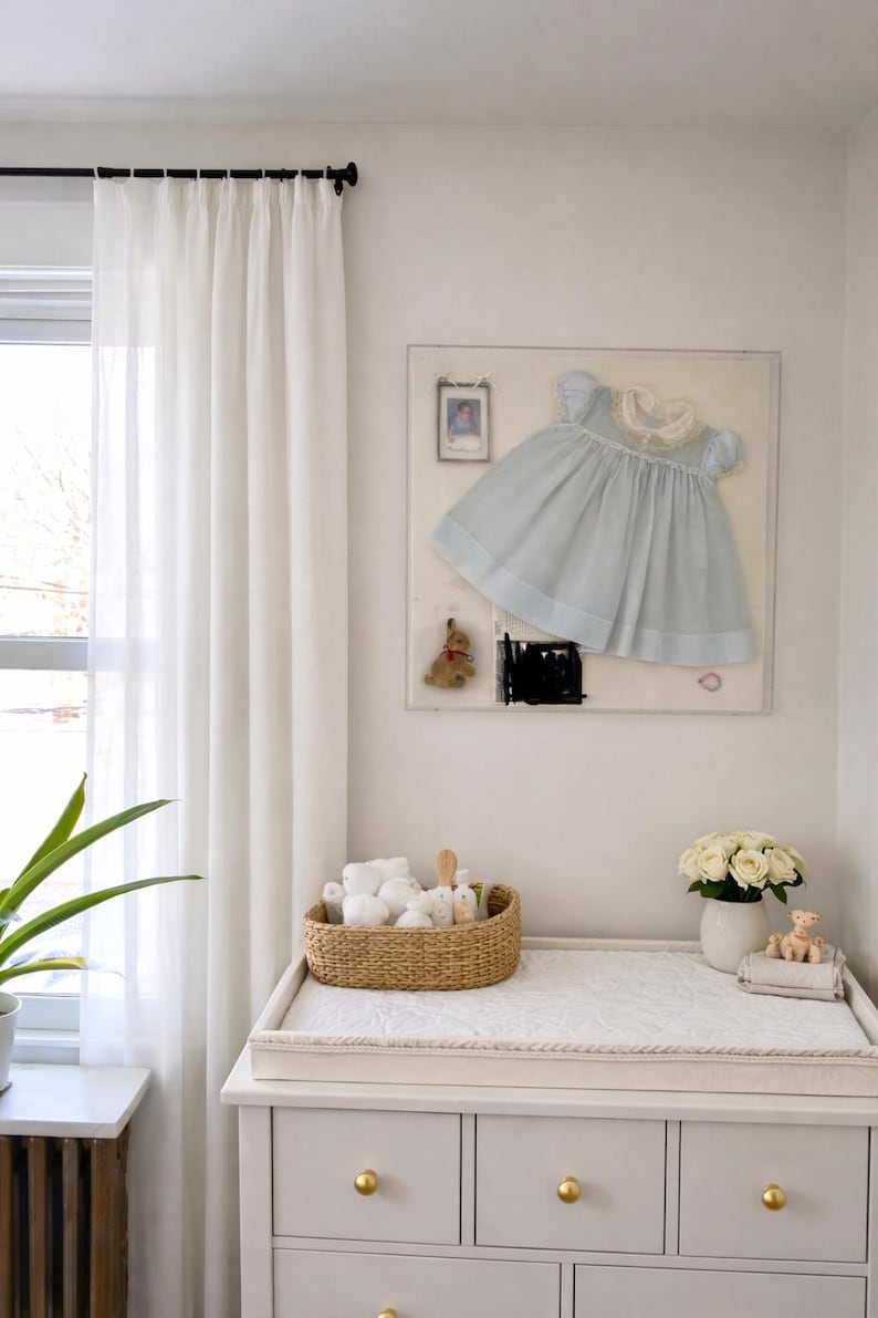 Baby Gown Frame Christening Acrylic Shadow Box Baptism Newborn Kit Custom image 3