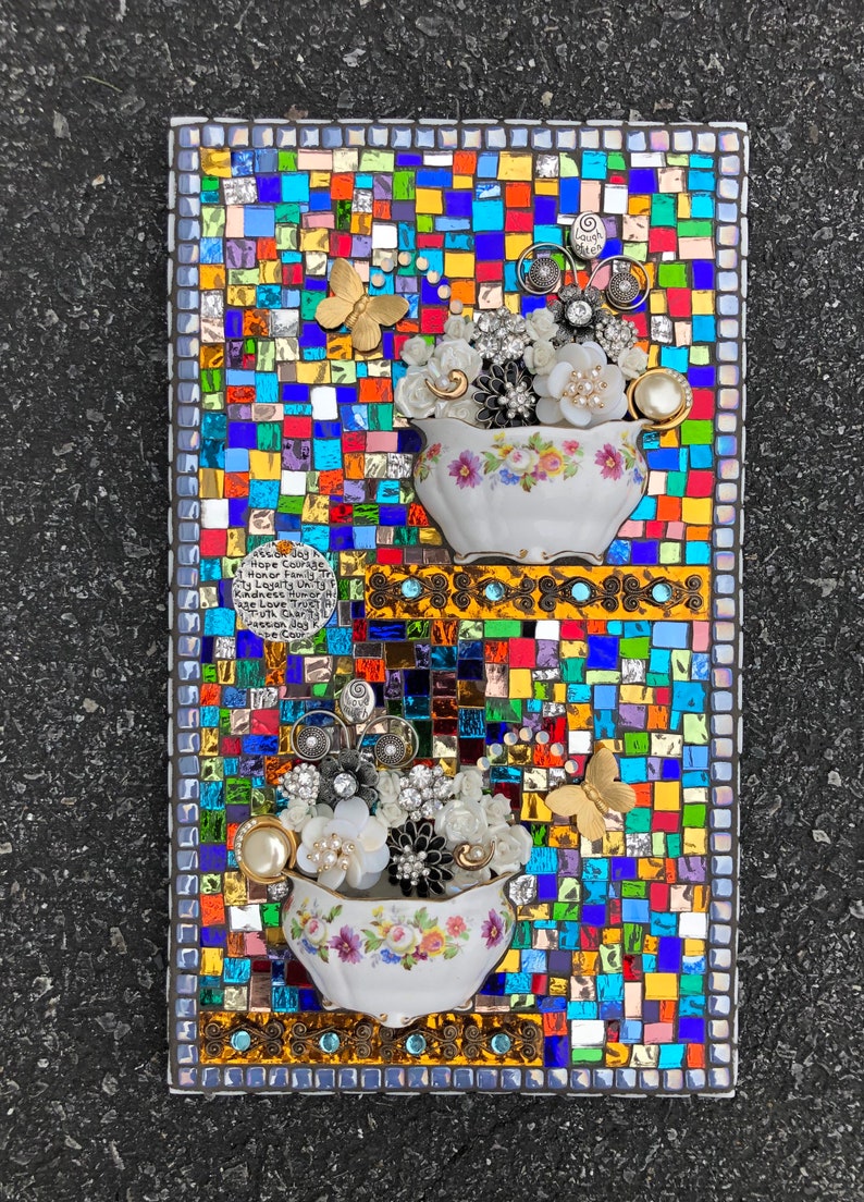 Its a Twofer Mosaic Half Cup Mosaic Wall Panel with Jeweled Etsy