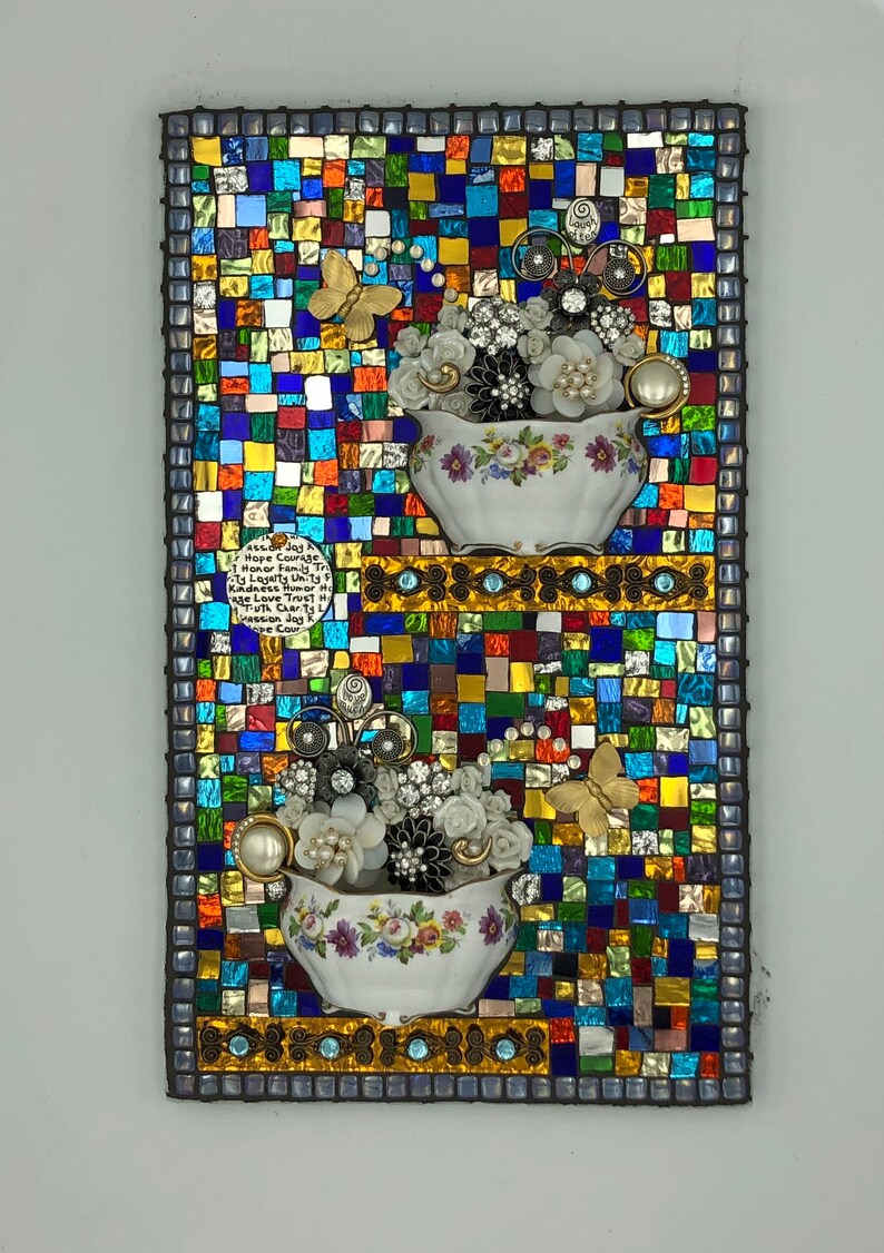 Its a Twofer Mosaic Half Cup Mosaic Wall Panel with Jeweled Etsy