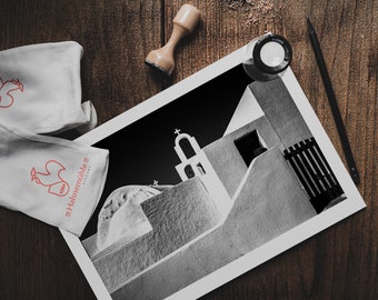 Santorini Grecia Fotografia in bianco e nero Stampa: Arte murale minimalista