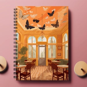 French Cafe Illustration Notebook: A6 Handmade Journal