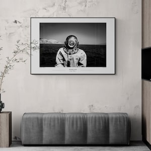 Greece B&W Photography Greek Island Vintage Black and White Photo Poster for Home Decor George Tatakis Sponge Diver on Kalymnos Dodecanese
