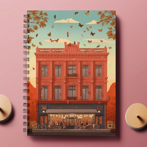 French Cafe Illustration Notebook: A6 Handmade Journal