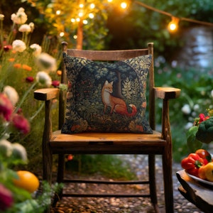 Funda de almohada William Morris Fox: decoración botánica estilo cottagecore