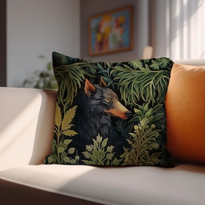 William Morris Wolf Kissen: Botanisches Wald Design