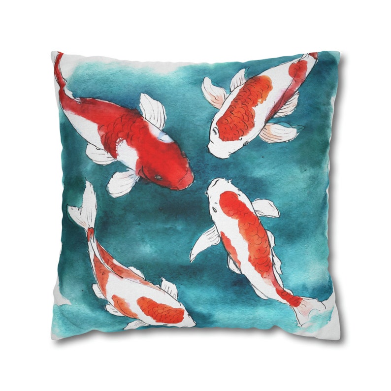 Koi Fish Pillow Cover Watercolor Koi Pillow Case Fish Cushion for