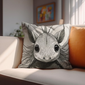 Fundas de cojín para sofá Axolotl / Funda de almohada con diseño de garabatos inspirada en William Morris, estilo cottage core, dibujo vintage (inserto no incluido)