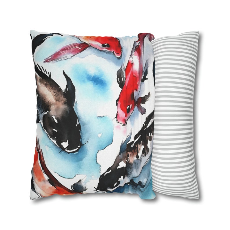 Koi Fish Pillow Cover Watercolor Koi Pillow Case Fish Cushion for