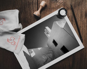 Santorini Grecia Fotografia in bianco e nero Stampa: Arte murale minimalista