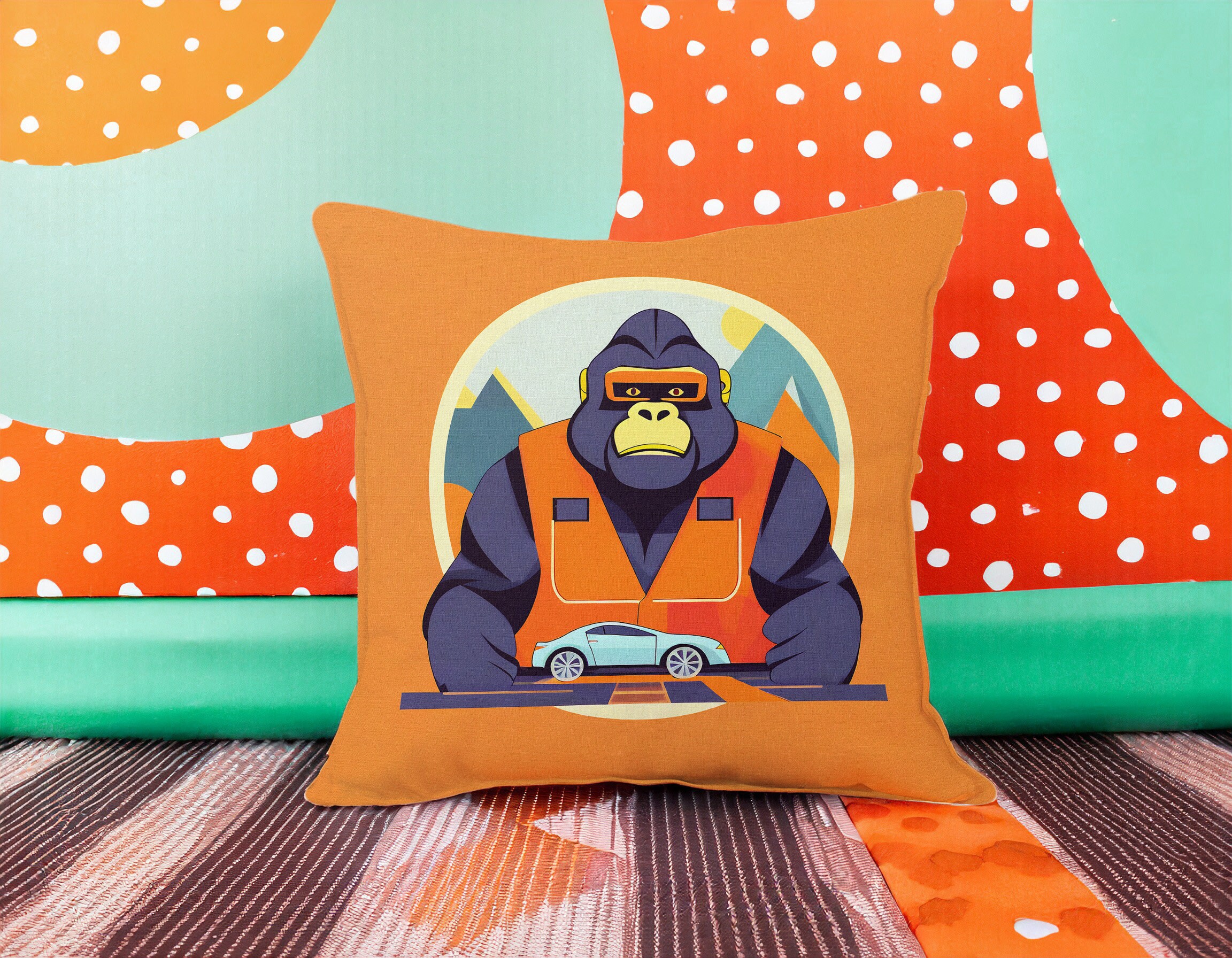 Charcoal Gorilla Cushion by Bex Williams Ape Pillow Gorilla Vegan-suede  Cushion Cover Gorilla Guy Hand-made Cushion Gorilla Decor 