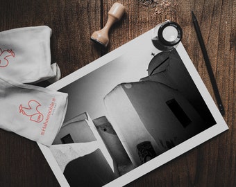 Santorini Grecia Fotografia in bianco e nero Stampa: Arte murale minimalista
