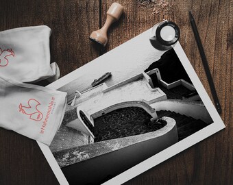 Stampa fotografica in bianco e nero di Santorini, Grecia: decorazione da parete in stile bohémien per il soggiorno