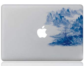 Macbook 13 inch decal sticker mountain and apple art for Apple Laptop