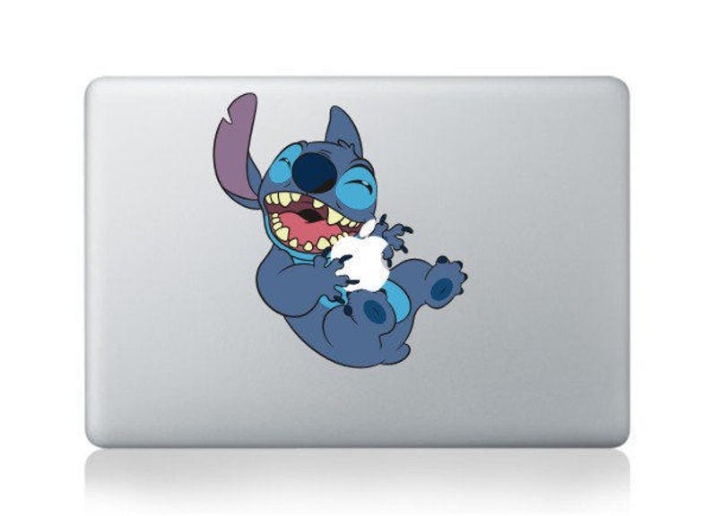 Macbook 15 inch decal sticker tickling Stitch Apple art for Etsy