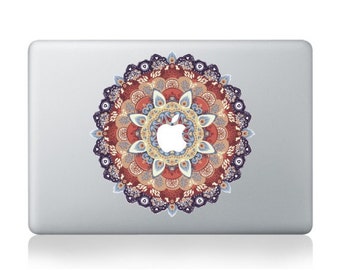 Macbook 13 inch decal sticker red kaleidoscope and apple art for Apple Laptop