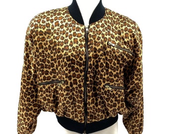 Vintage Giacca by j gallery animal print cropped zip up jacket size small medium