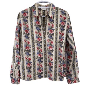 Liz Claiborne Knopf vorne Floral Shirt große Hütte Cottage Kern Blumen preppy