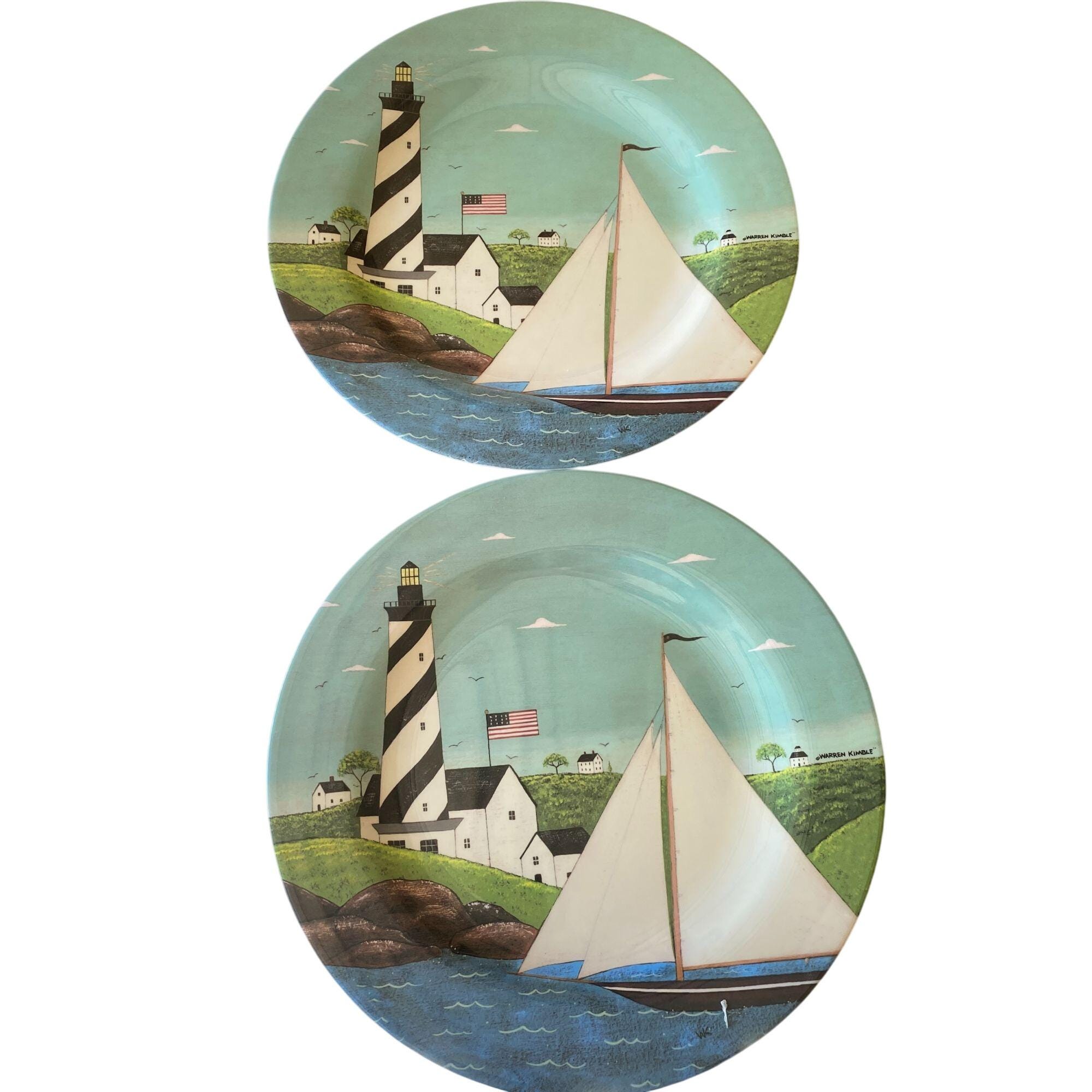 Sakura Warren Kimball Coastal Breeze Round Serving Tray Lot of 2