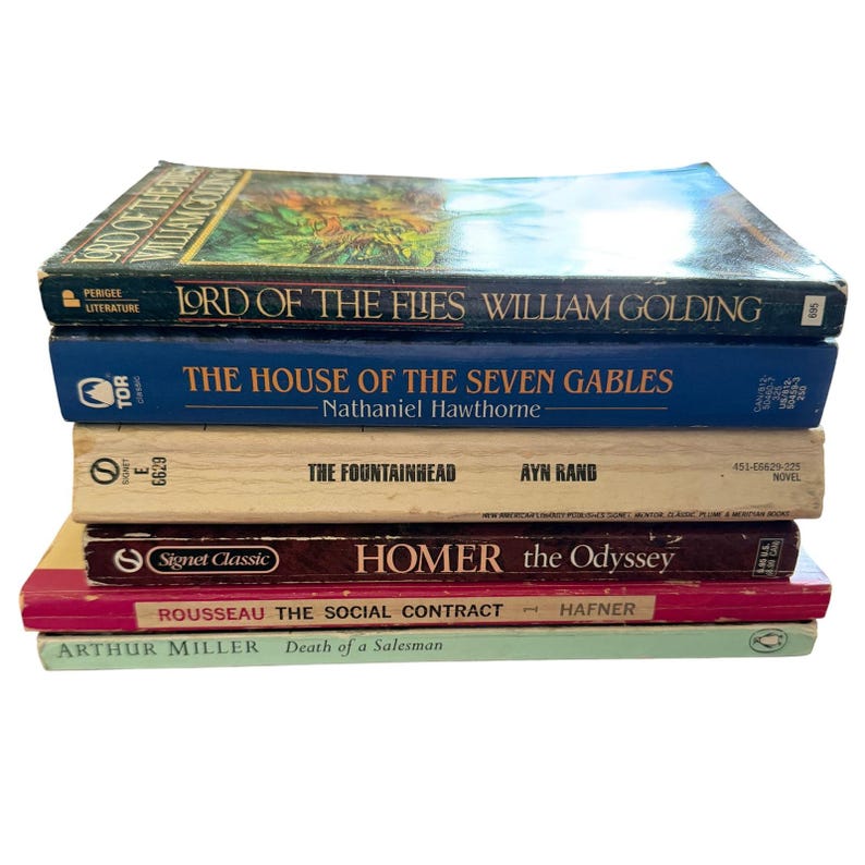 Classic Literature Book Lot Lord of the Flies Odyssey Fountainhead 6 Paperback image 12